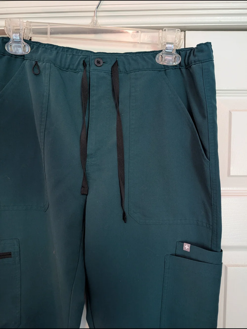 Figs Men's Green Cargo Pants with Black Drawstring